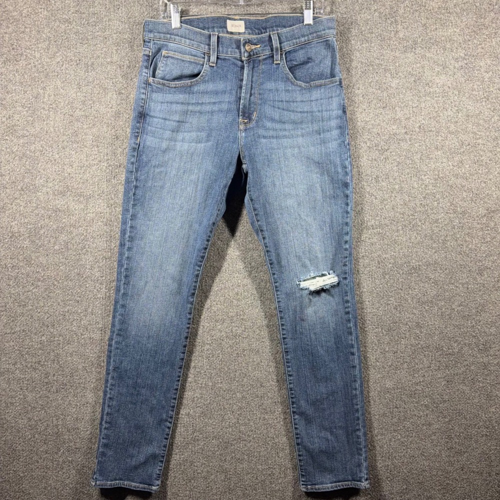 Hudson Blake Slim Straight Jeans Mens 33 Pollux Medium Wash Distressed Denim
